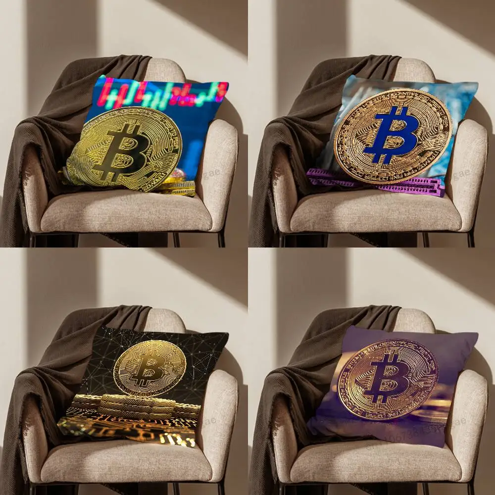 

Bitcoin Digital Currency Throw Pillow Case For 45*45cm,55*55cm,30*30cm,Car Pillowcase Home Bedchamber Decor Gift