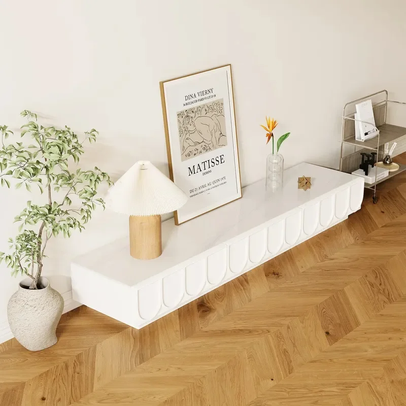 for Modern Minimalist Cream Petal Four Pump Multi Function TV Cabinet with Large Storage Factory Customization Overseas Hot