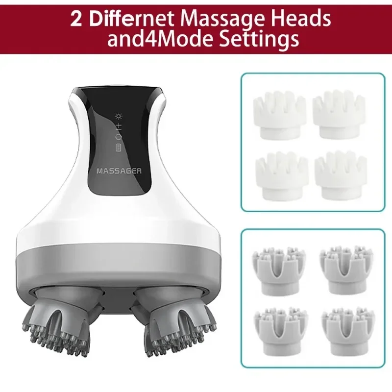 Electric Head Scalp Massage Antistress Relax Body Massage Red Blue Light  Antistress Kneading Head Relieve Scratcher Hair Growth