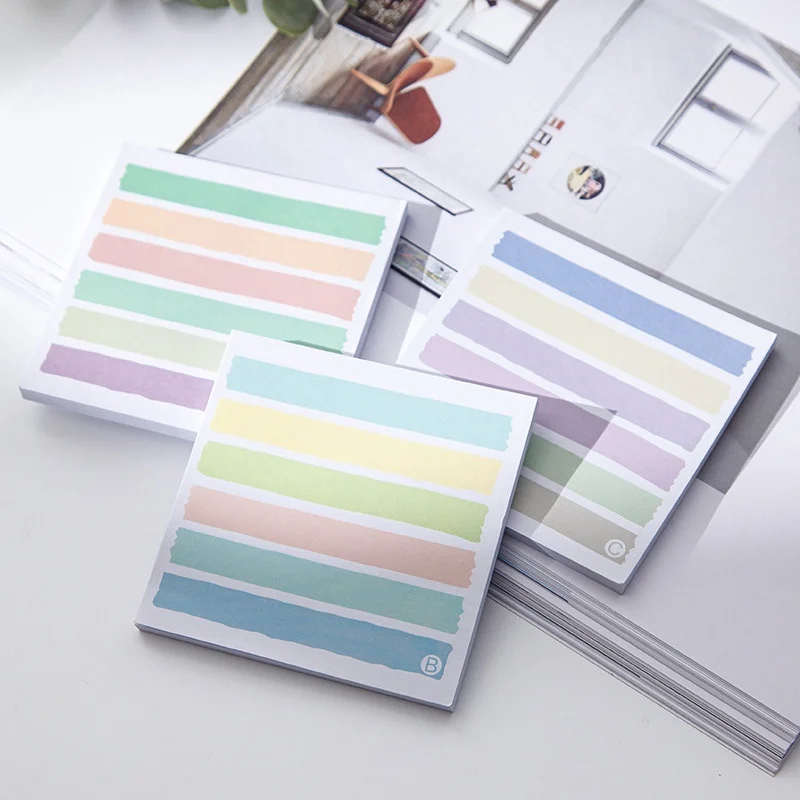 Sticky Note Memo Pad Creative Colorful Stripes Morandi Message Scheduler Paper Sticky Notes School Office Stationery Supplies