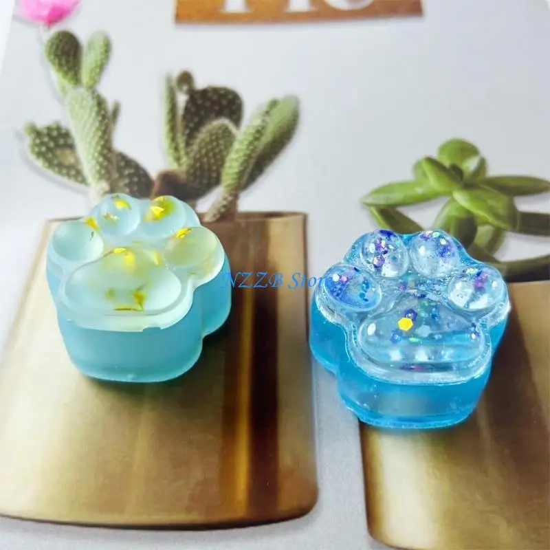 

T21F Paw Storage Box DIY Silicone Mold Small Container Casting Tool for Neckalces