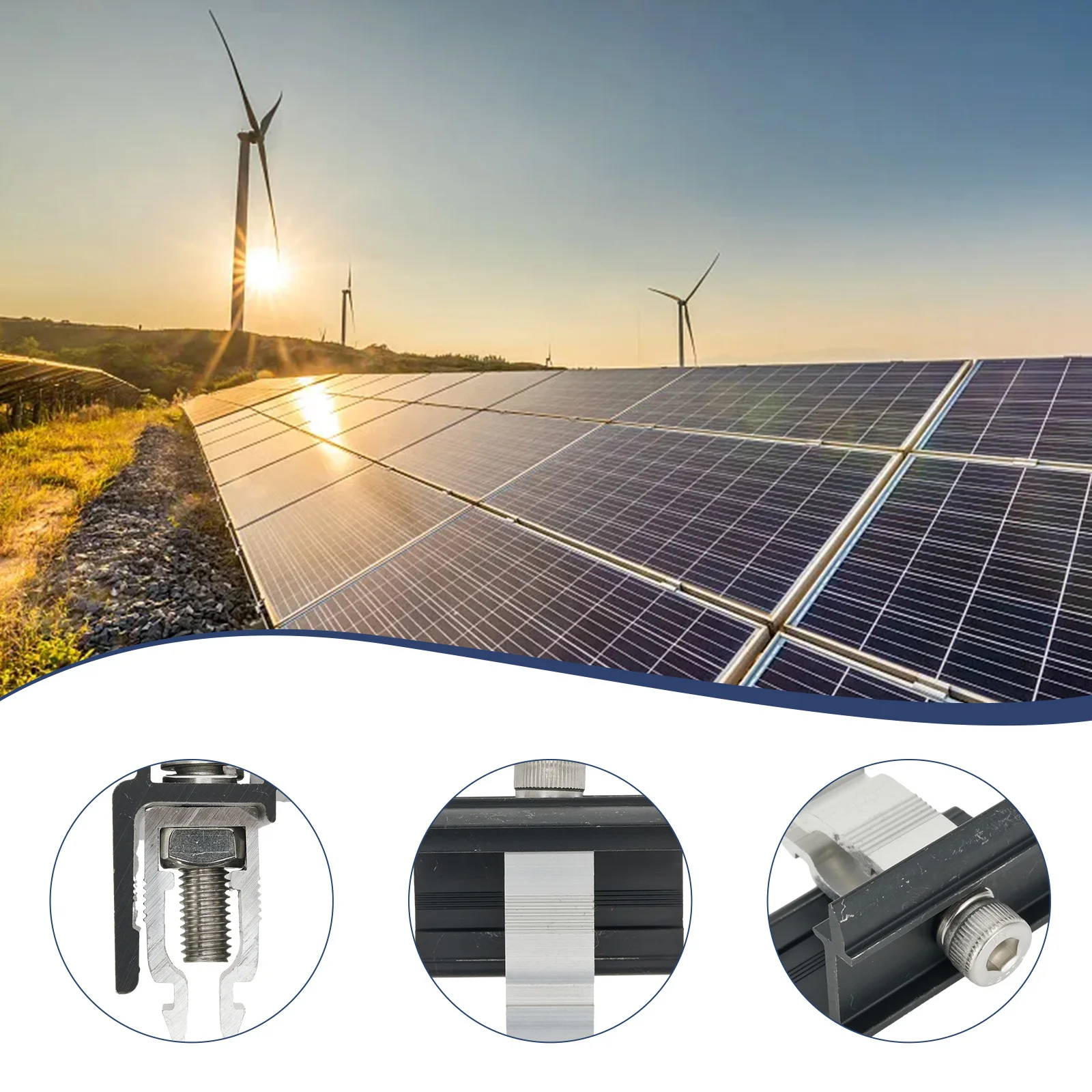 Stainless Steel End Clamp for Solar Panel Mounting Systems Compatible with Standard Framed PV Panel Edge Designs
