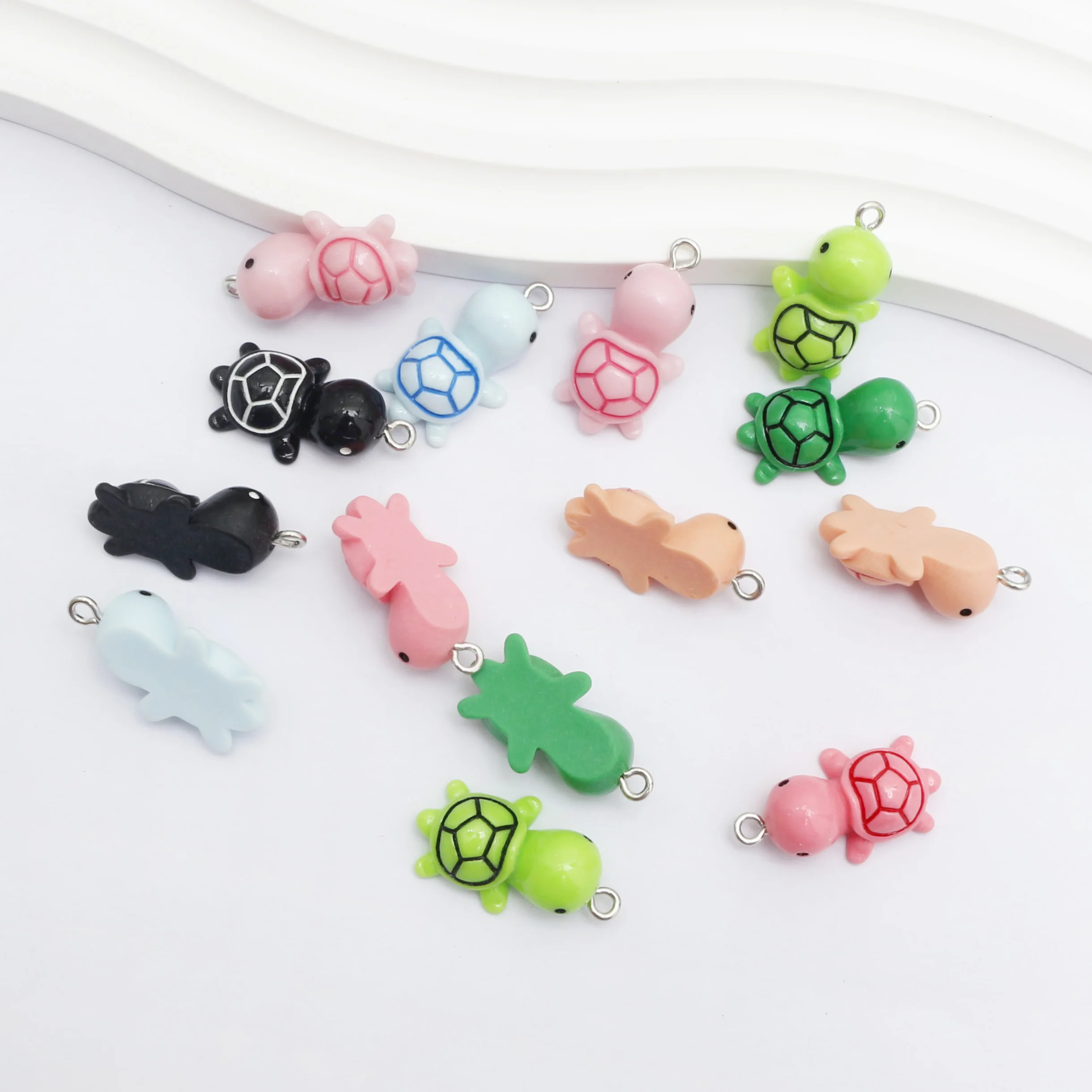 

20pcs Cute Little Tortoise Resin Charms Keychain Necklace Pendant Jewelry Findings DIY Handmade Jewelry Resin Charms