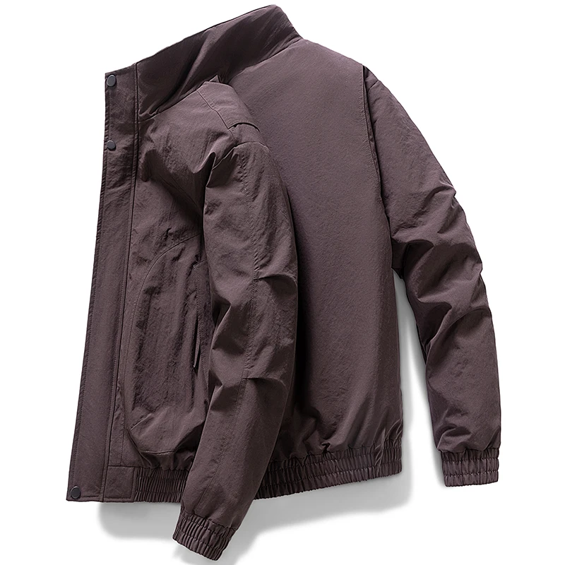 

Casual Stand Collar Jackets for Men Solid Color Windproof Outerwear Fashion Comfortable Male Clothing Spring Autumn All-match