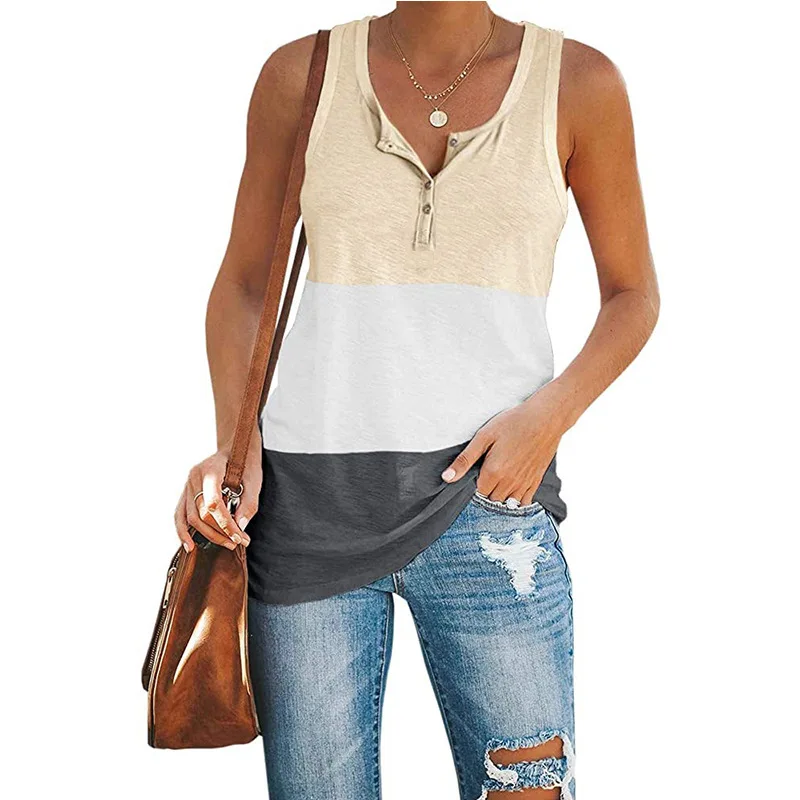 

Casual Loose Svel Women's Vest Tank Top Color Blo Design High Waist Nine Points Pants Comfortable Breathable Summer F...