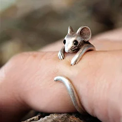 CAOSHI Fancy Mouse Opening Ring Lady Teen Girl Cute Fashion Finger Jewelry Gift Delicate Chic Animal Accessories for Daily Party