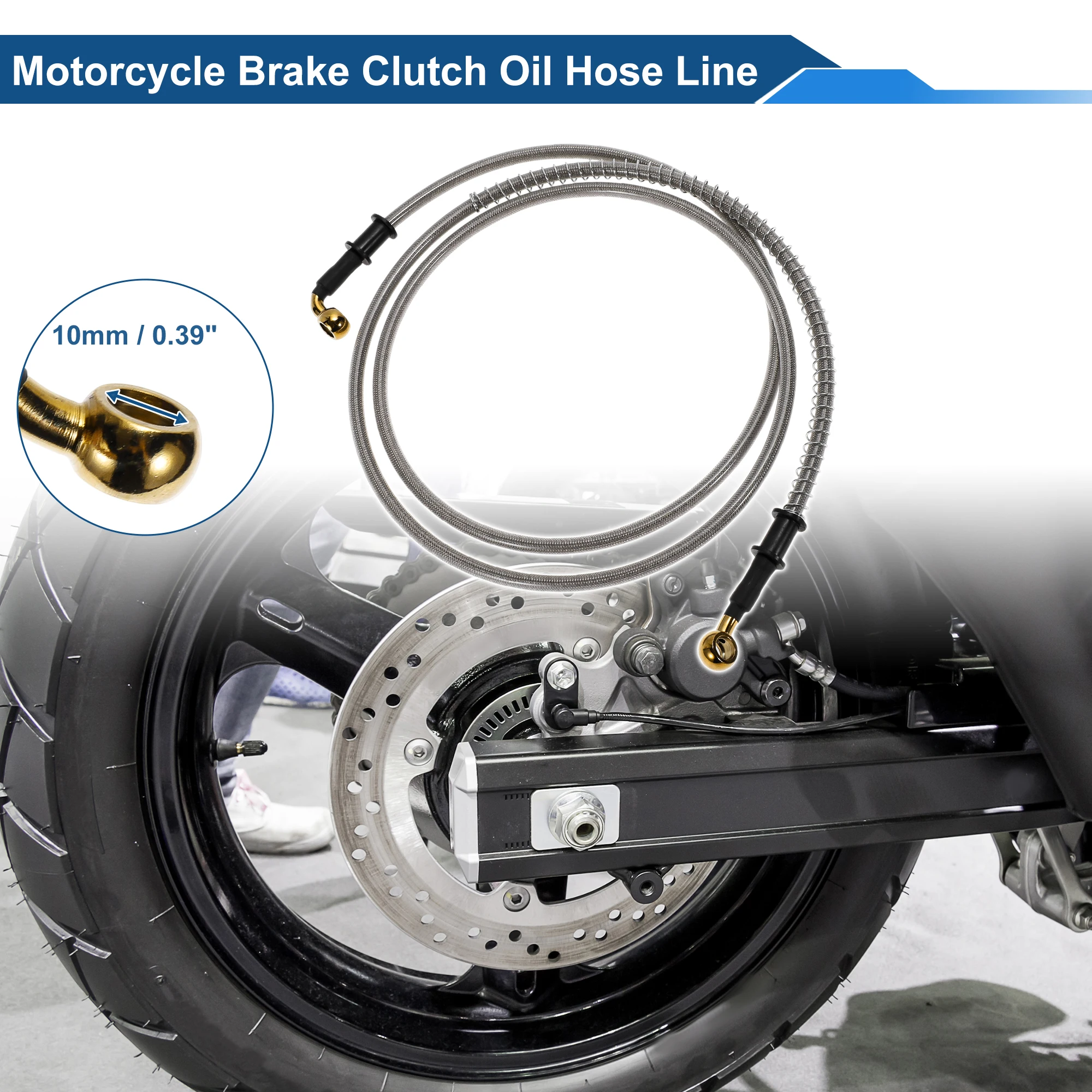 Motoforti 180cm Motorcycle Brake Clutch Oil Hose Line Silver Tone
