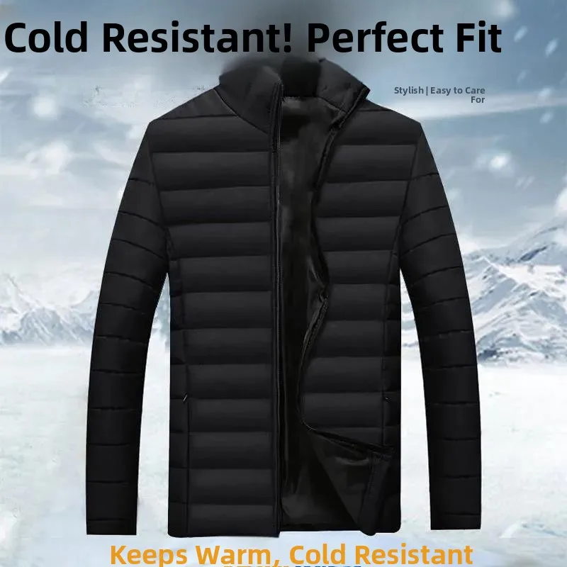 Losvallend katoenen jack met korte capuchon, dunne winterjas voor heren, casual stijl, ritssluiting, effen kleur, jeugdmode, stedelijke slijtage