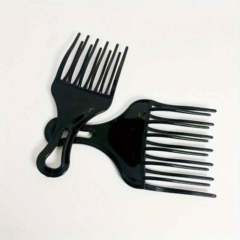Wide Teeth Brush Pick Comb Fork Hairbrush Insert Hair Pick Comb Plastic Gear Comb for Curly Afro Hair Styling Tools