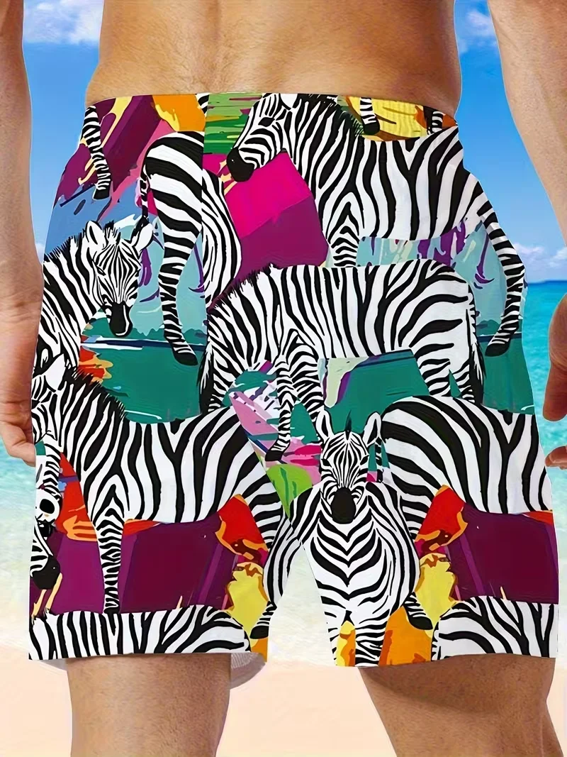 Adult and Children's Wild Jungle Zebra 3D Print Beach Shorts, Perfect for Taking Kids To The Beach / Holiday Essential