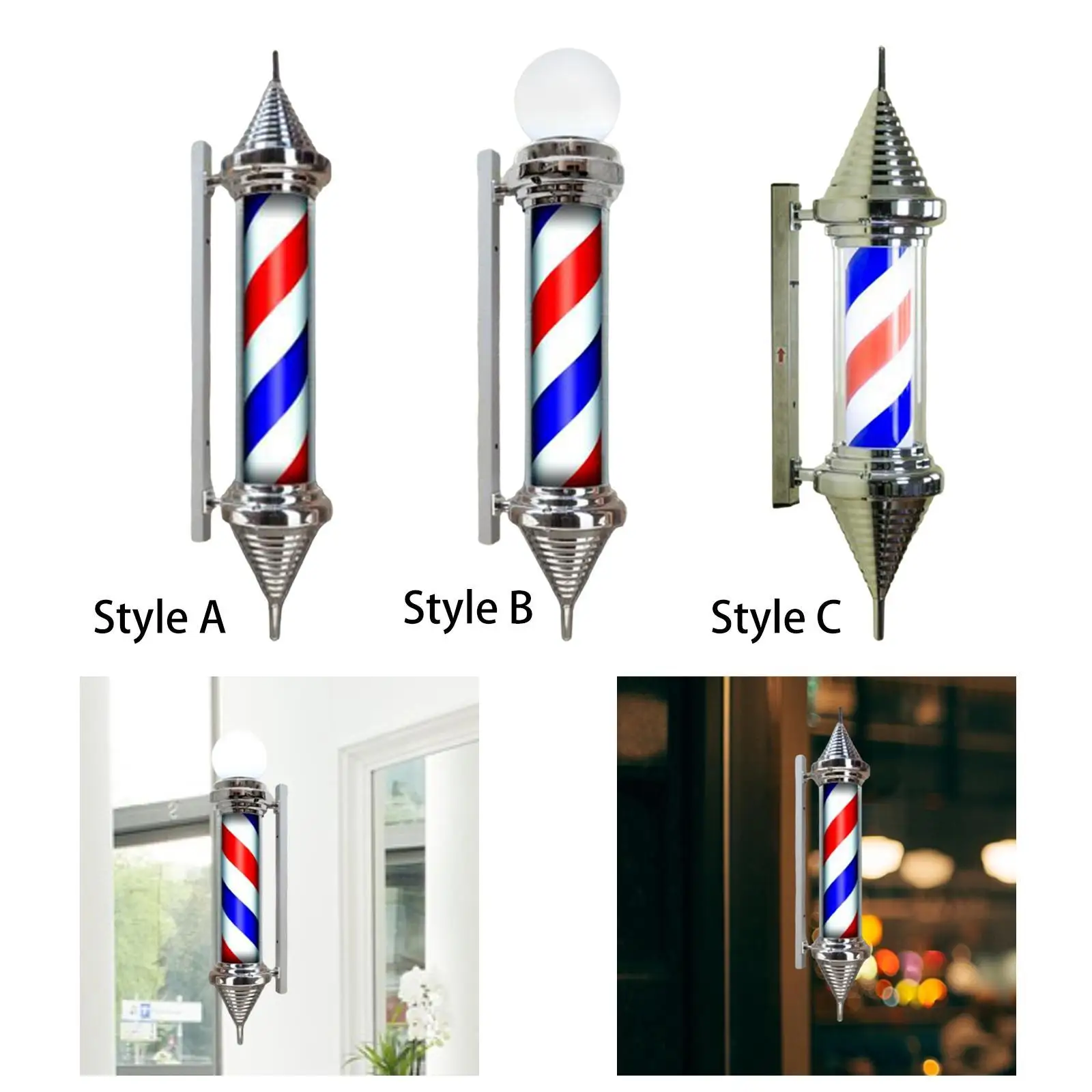 Barber Pole Light Barber Shop Rotating Light for Outdoor Hairdressing Salon