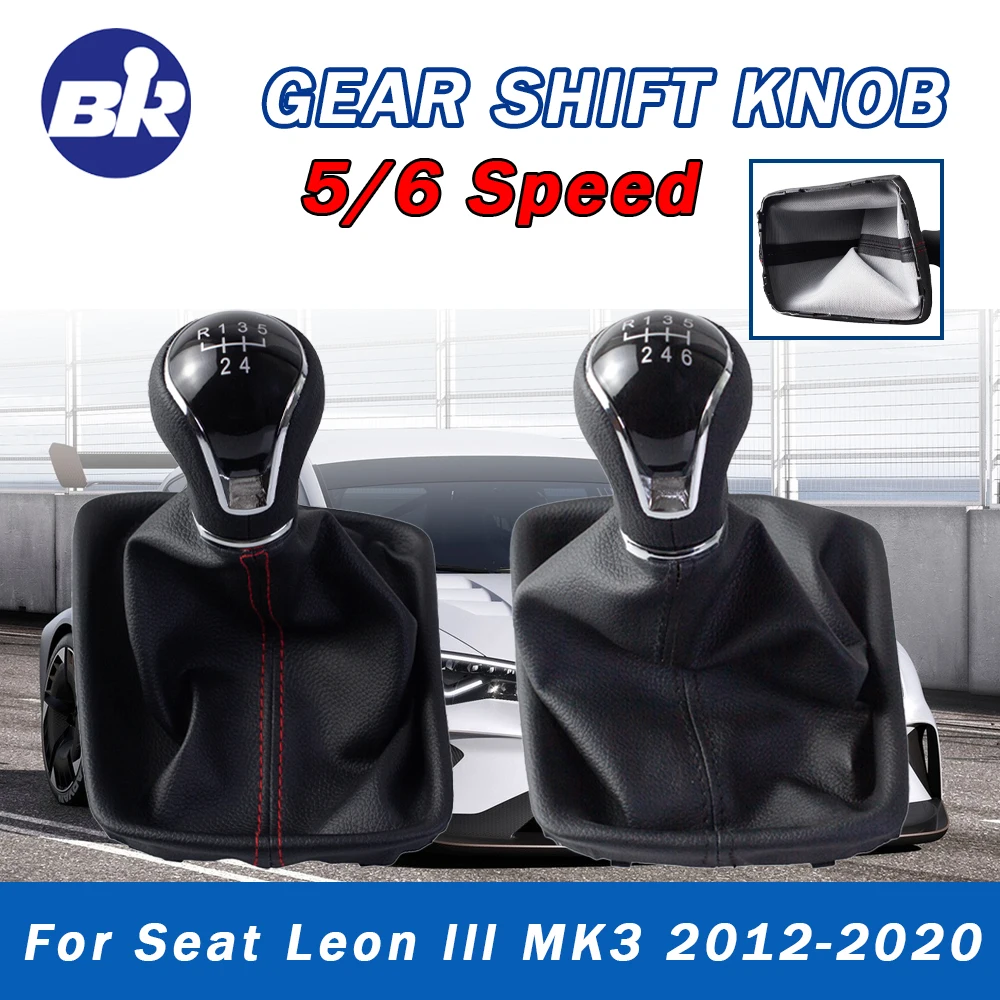 5/6 سرعة دليل الجلود والعتاد التحول المقبض ل سيات ليون III 3 MK3 2012 2013 2014 2015 2016 2017 2018 2019 2020 اكسسوارات السيارات #1