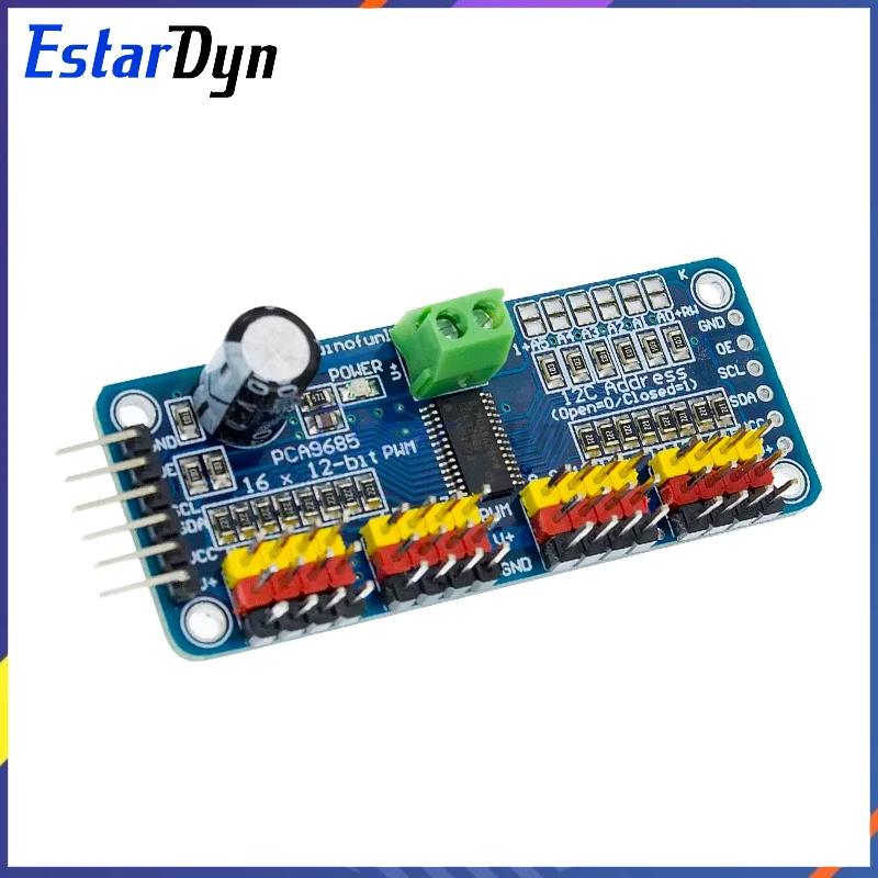 Estardyn PCA9685PW 16 قناة 12 بت PWM سيرفو شيلد سائق I2C واجهة PCA9685 وحدة لراسبيري بي