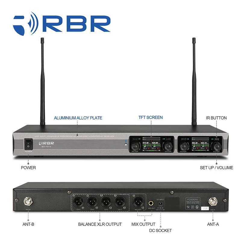 

2025/Professional bm7074 UHF 4 channel Conference Wireless Microphone Mic System with 200 frequencies