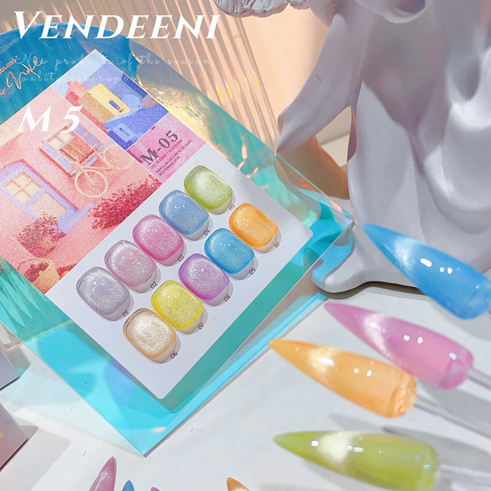 Vendeeni 10 Farben/Set Leuchtender Katzenaugen-Gel-Nagellack mit Diamant-Effekt, magnetischer UV-LED-Katzenaugen-Gel-Lack mit Display – Detail 13