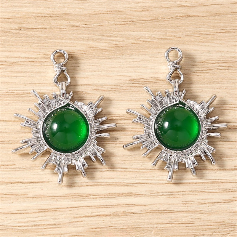 5 Stück 24x32mm Niedliche Bunte Kristall-Metall-Sonnenanhänger für Halsketten, Ohrringe, Armbänder, DIY-Bastelzubehör, Schmuckherstellungszubehör – Detail 13