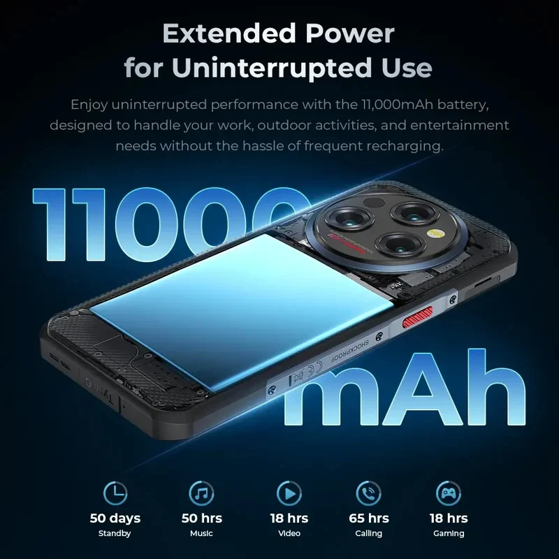 Oukitel WP35 S هاتف متين 6GB + 256GB 11000mAh الهاتف المحمول أندرويد 14 44MP كاميرا NFC 4G الهاتف الذكي
