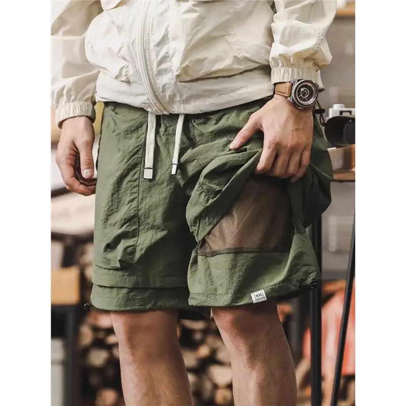 

Outdoor American Workwear Men's Summer Loose Four-Five orts Qui-Drng Pants Youthful Energy Polyester Fiber Straight Leg