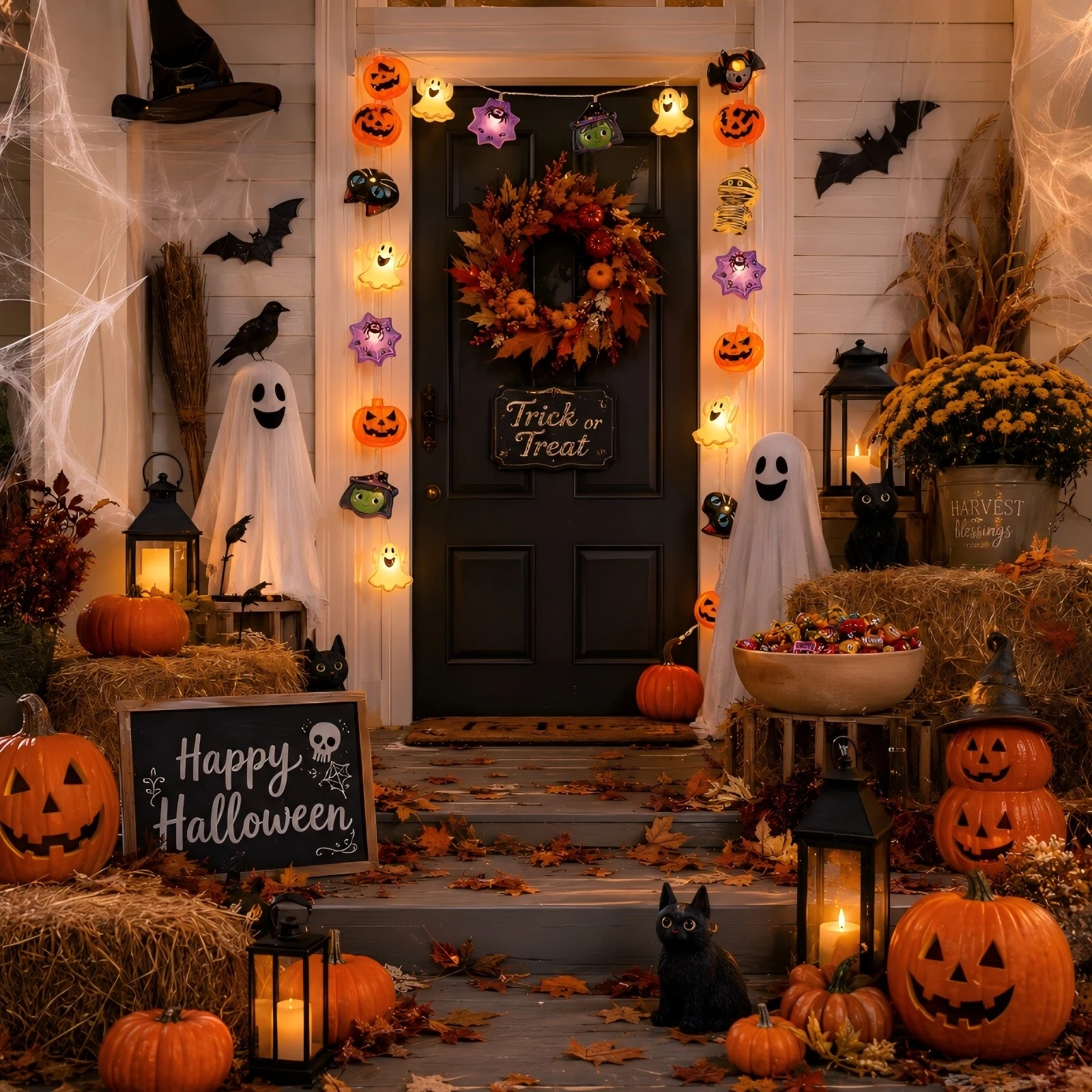 Novelty Assorted Halloween Cartoon LED String Lights, Mixed Spooky Characters Glow Fairy Lights for Home Party Bedroom Decor