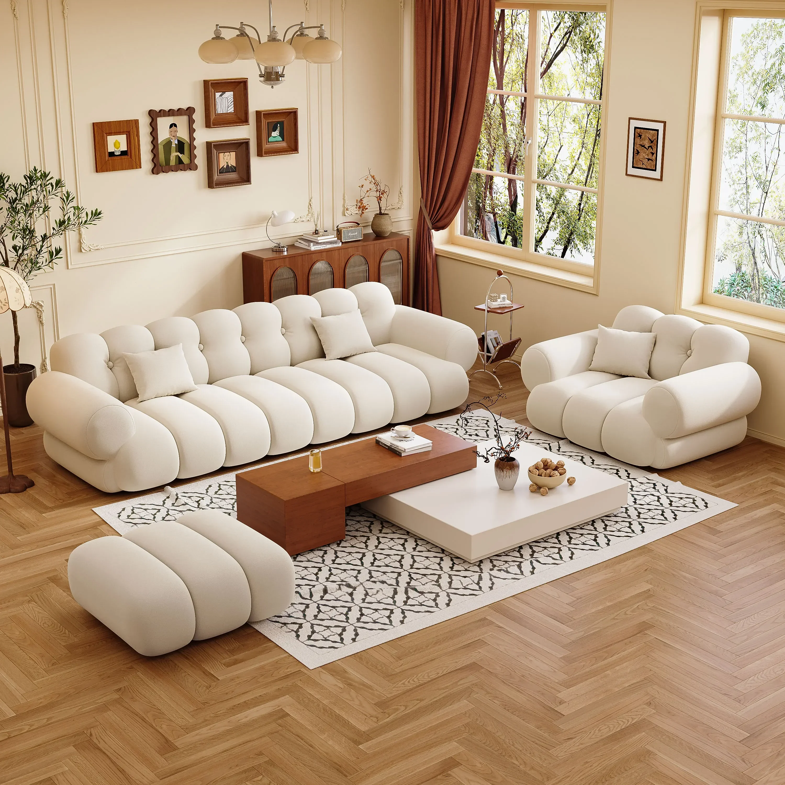 Foldable sofa bed single Internet celebrity puffs marshmallow multi-function, lazy leisure, simple fabric cream style