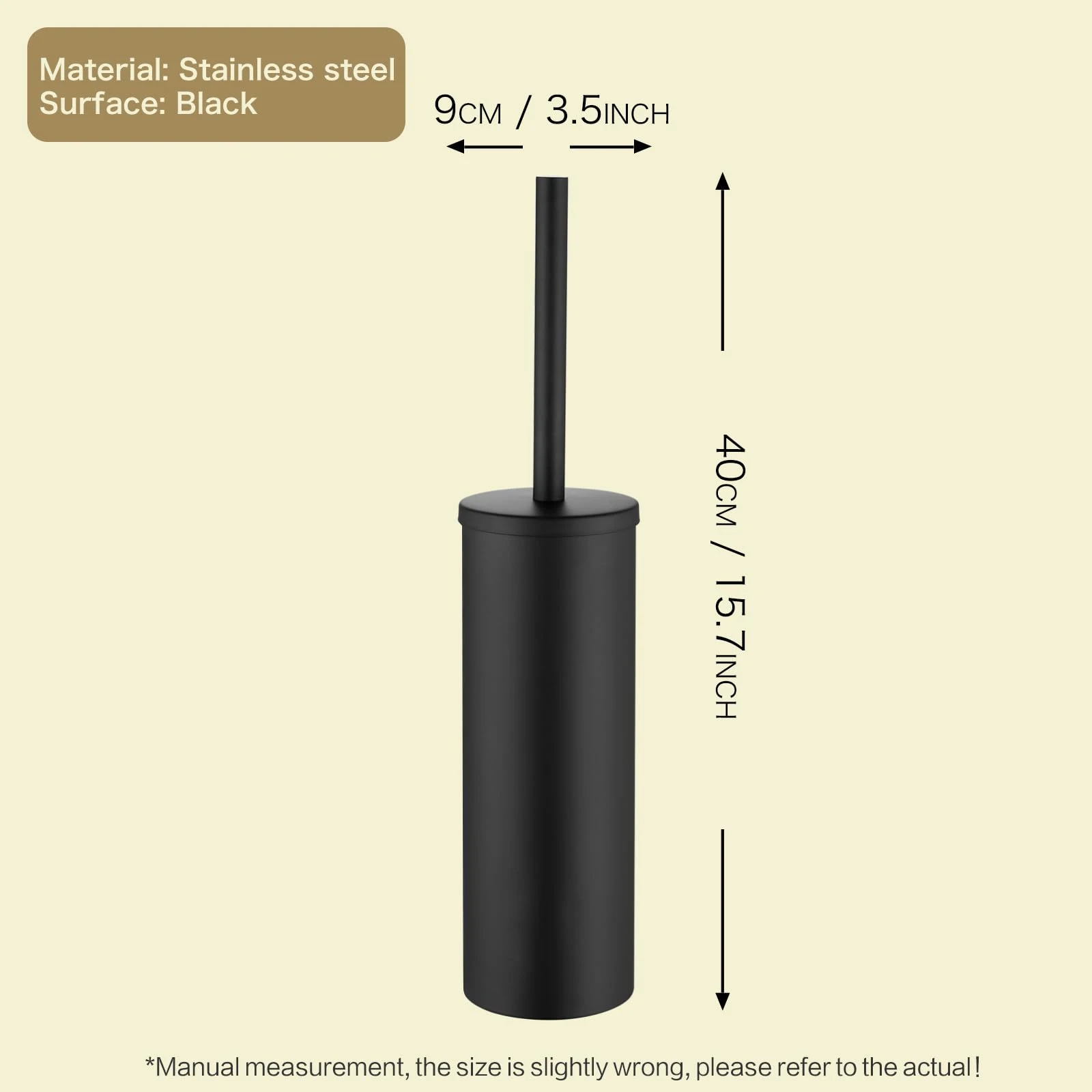 Stainless Steel Bathroom Toilet Brush Holder Round Toilet Brush Set With Removable Inner Bucket And Dust Cover