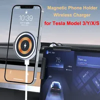 Car Center Console Screen Corner Magnetic Phone Holder Bracket for Tesla Model Y Juniper 2025 Model 3 X S Wireless Charger Stand