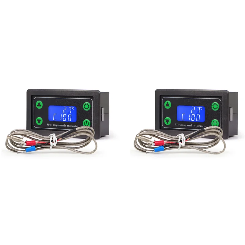 

ABGI-2X Tuya WIFI High Temperature Controller Digital Programmable Thermostat K-Type Thermocouple -99-999 Degrees ZFX-TW01