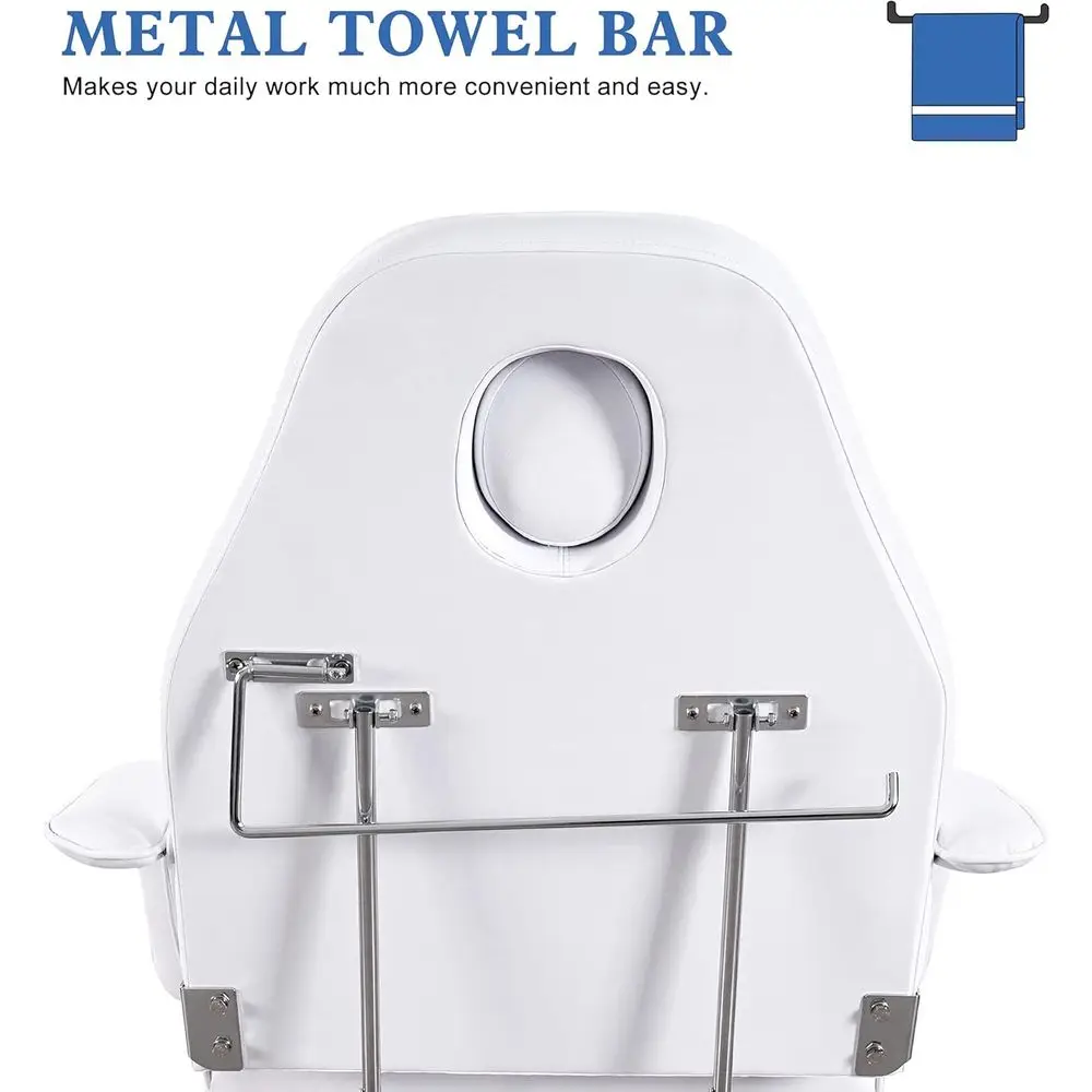 ปรับได้ 360 องศา °   เก้าอี้สักลายแบบหมุนได้, เก้าอี้ทำหน้าอเนกประสงค์พร้อมระบบยกไฮดรอลิก, รับน้ำหนักได้ 500 ปอนด์ เตียงเสริมสวย (สีขาว)