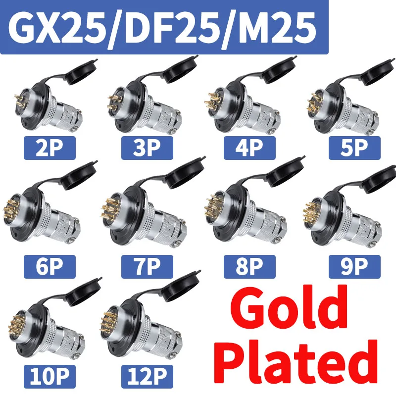 

Aviation Plug and Socket Male Female GX12/16/20 M20 M25 M30 DF20/25/30-2-3-4-5-6-7-8-9-10-12-14 Pin Circular Flange Connector