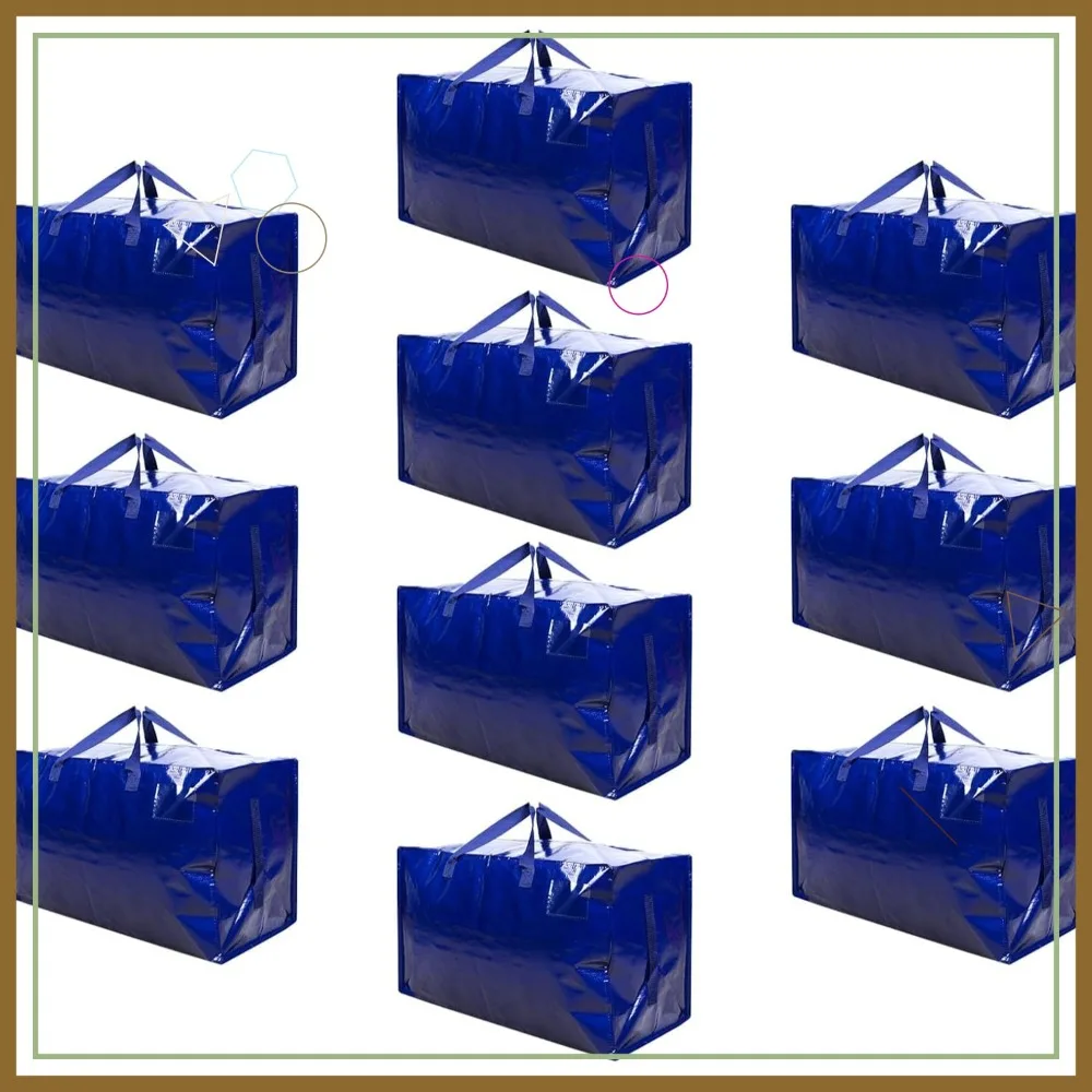 

Набор из 10 прочных сумок для переезда с крышками, синие контейнеры для хранения рождественских украшений и принадлежностей для упаковки вещей для колледжа