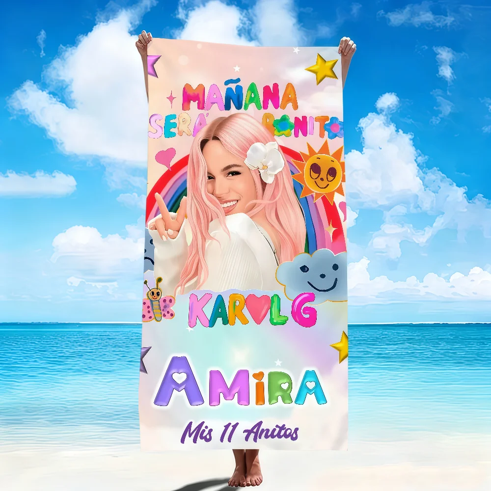 singer K-Karol G M-Manana Sera Bonito soft printed Beach Towels Trip Towel swim Summer Holiday Vacation bathing Pool Camp Gift