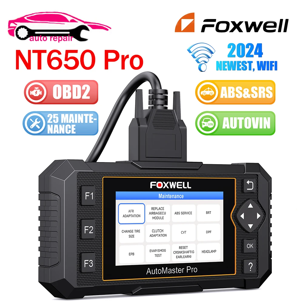 

Беспроводной OBD2 сканер FOXWELL NT650 Pro, диагностические инструменты, ABS SRS считыватель кодов, Φ TPMS BRT EPB OIL 25, сброс автомобиля OBD2