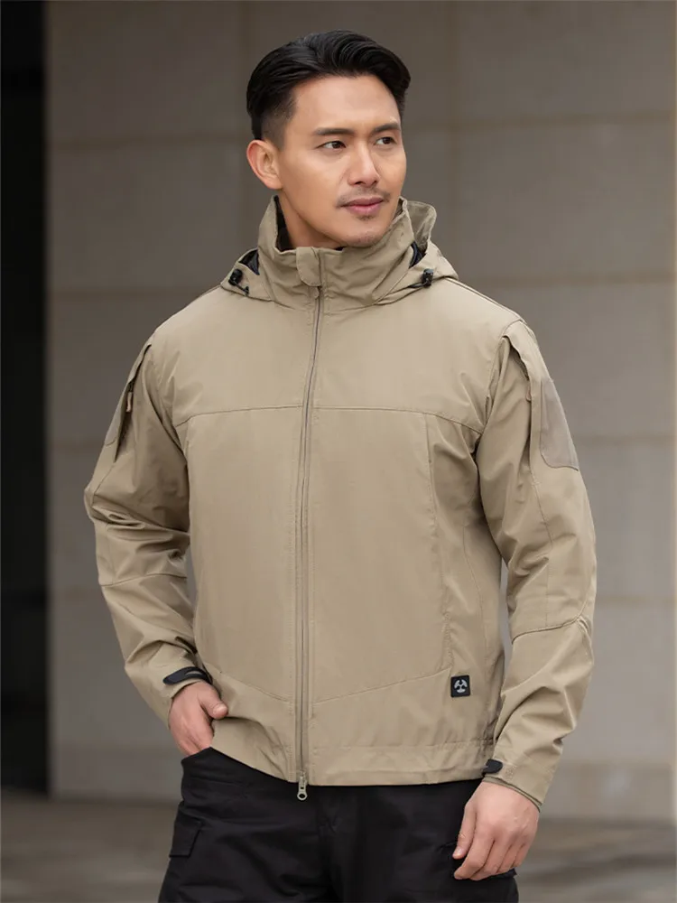 Men's WWII-Style Outdoor Softshell Tactical Jacket Windproof Waterproof Multifunctional Military Fan Design for Outdoor Use
