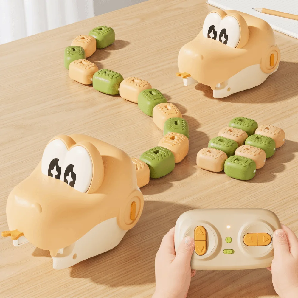 Energy Beans Magnetic RC Snake Car Toy Rechargeable Interactive Greedy Snake Car Desktop Bead Eating Remote Control Car Boys Toy