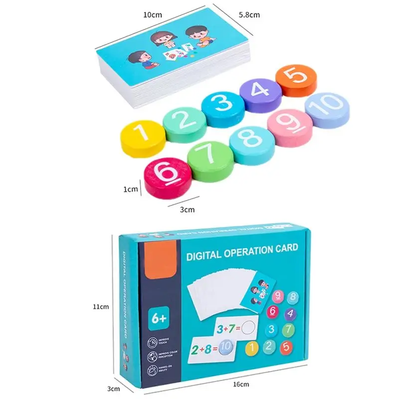 Tarjeta Digital Montessori de matemáticas, juguete de madera, Ayuda de enseñanza de resta, operación de aprendizaje, pensamiento lógico