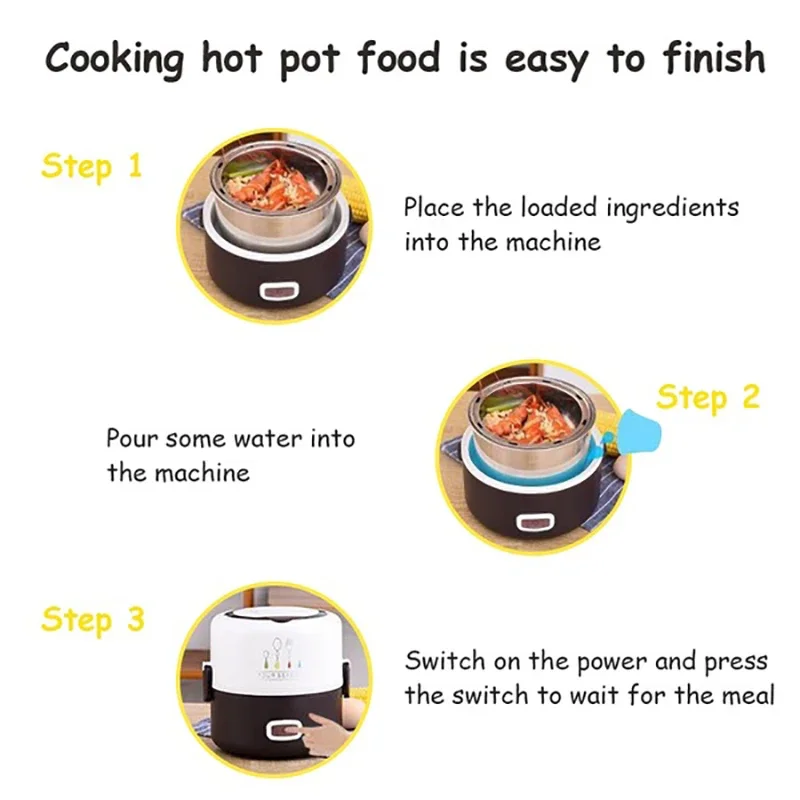 Imagem -04 - Multifuncional Lancheira Aquecimento Elétrico Recipientes para Alimentos Aquecido Aquecedor a Vapor Caixas Thermocup Ficha Eua e ue 220v 1.3 2l