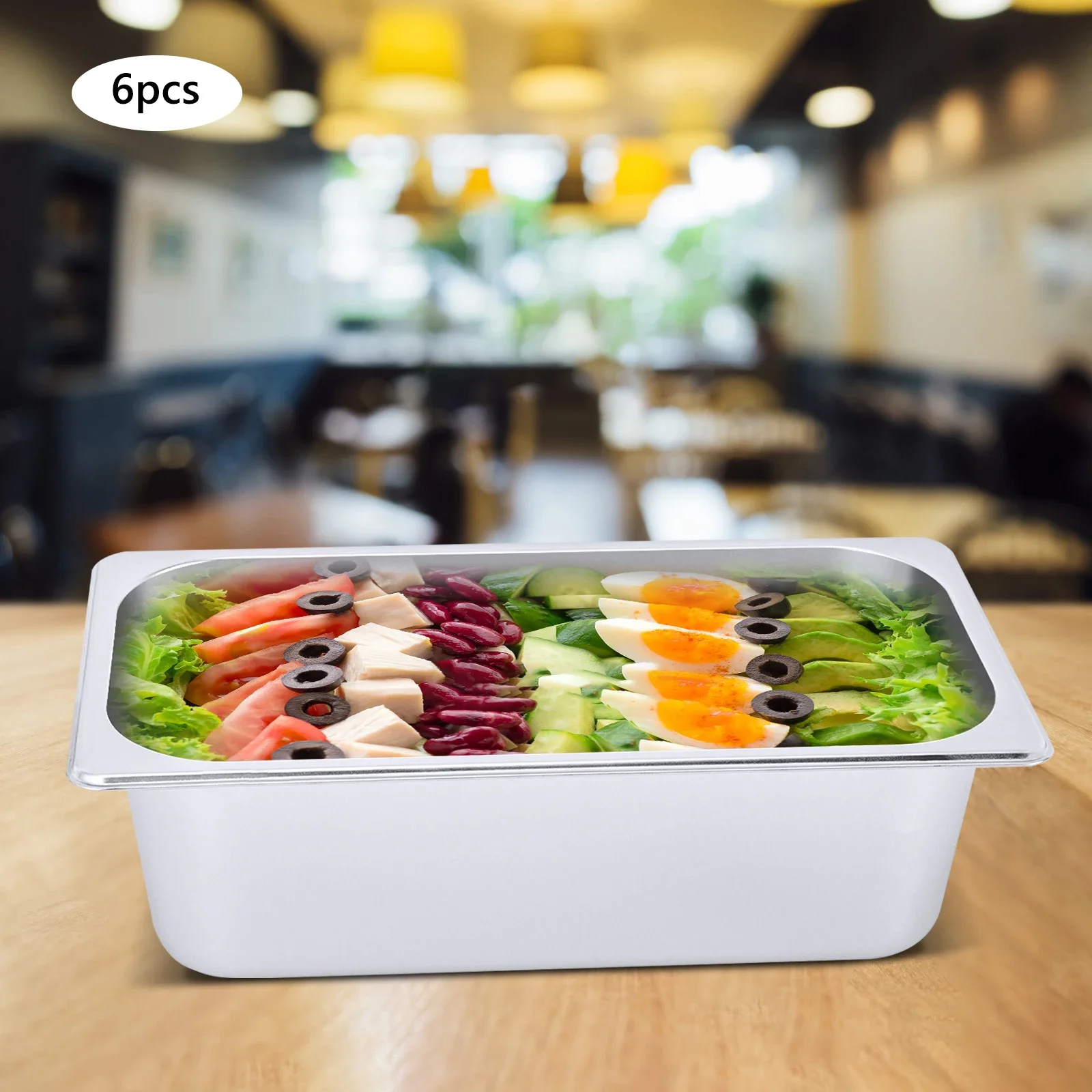 

6 Pack Hotel Food Prep Pans – 1/3 Size, 4" Deep Stainless Steel Steam Table Pans