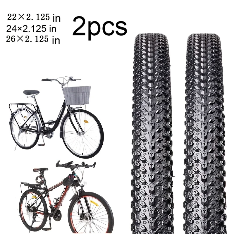 2 Piezas de Neumáticos para Bicicleta de Montaña 22x2.125 24x2.125 26x2.125, Neumáticos de Repuesto de Goma para Bicicleta de Ciudad, Carretera y Montaña