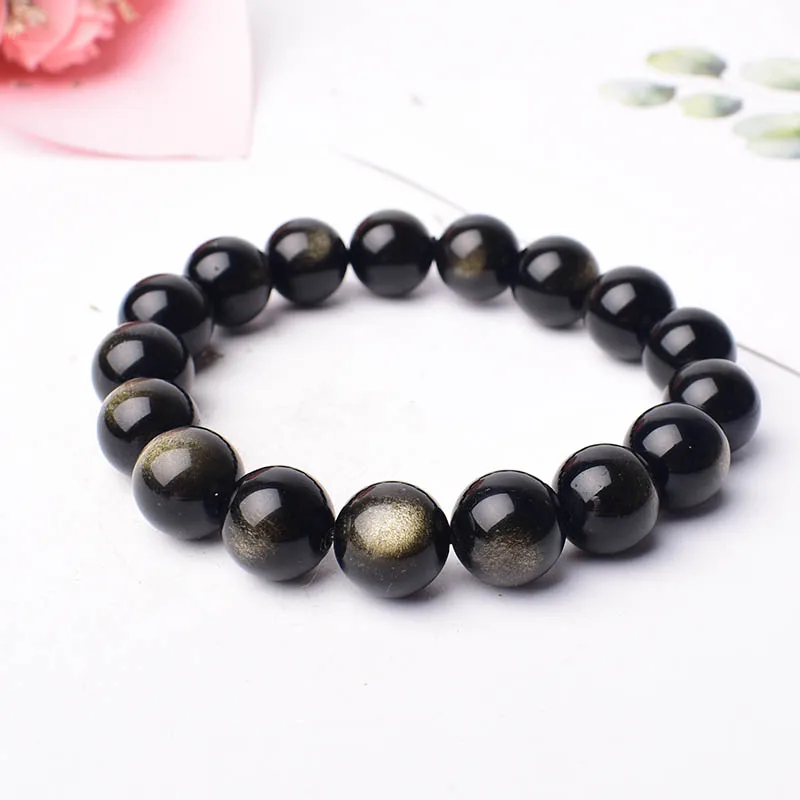 1PC Hand-made Fashion Simple Natural Rainbow Obsidian Crystal Stone Bracelet Healing Quartz Yoga For Men Women Jewelry Gift