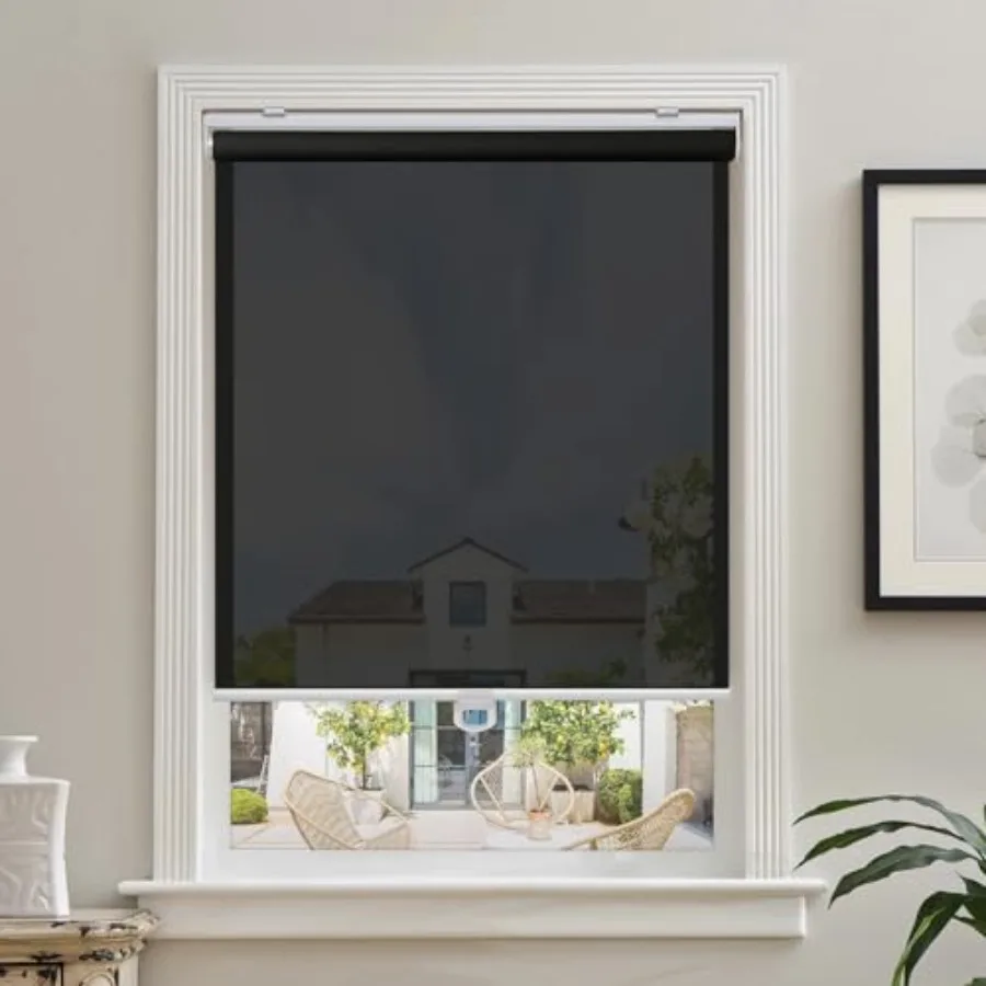 

Cordless Roller Shades for Windows Light Filtering Shades with 5% Openness Solar Screen Semi Sheer Roller Blinds UV Protection