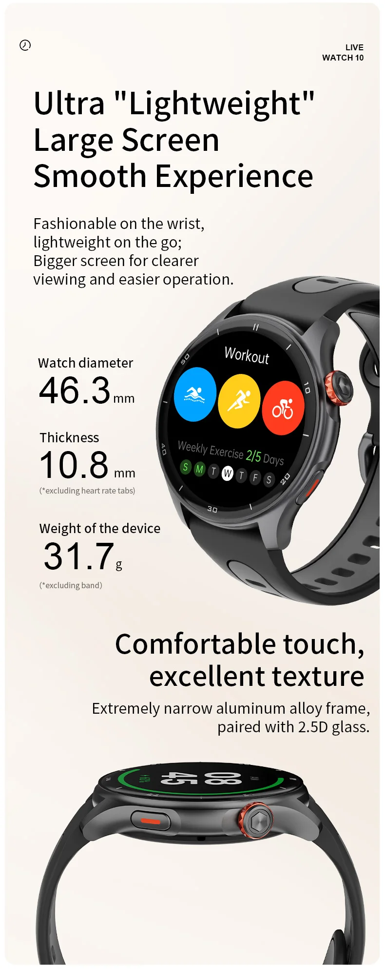 iGPSPORT LW10 1,43 Zoll AMOLED-Bildschirm Herzfrequenzüberwachung Bluetooth Anruf GPS Sport Fitness Blutsauerstoff zum Laufen Radfahren – Detail 6