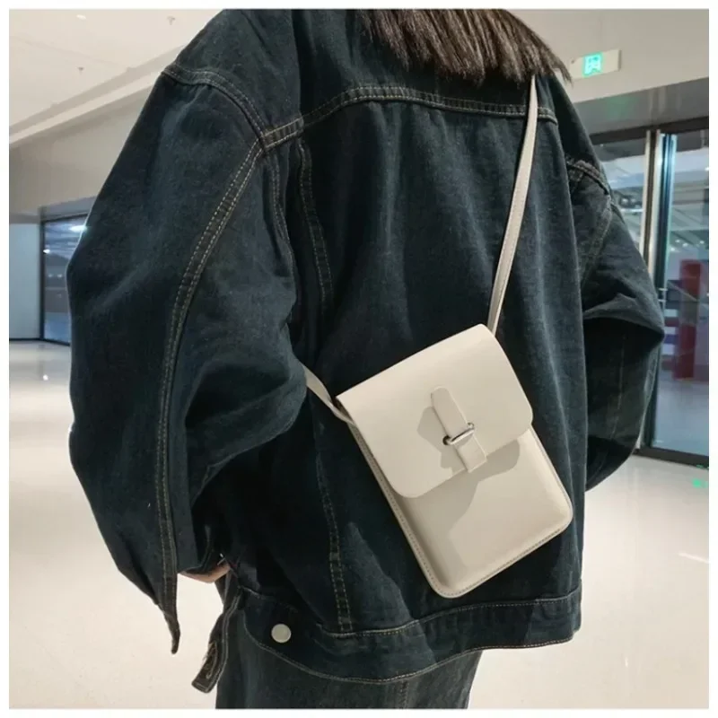 Small Women Men Shoulder Messenger Bags Korean Fashion Pu Leather Student Crossbody Bag for Teenager 2024 Unisex Phone Handbags