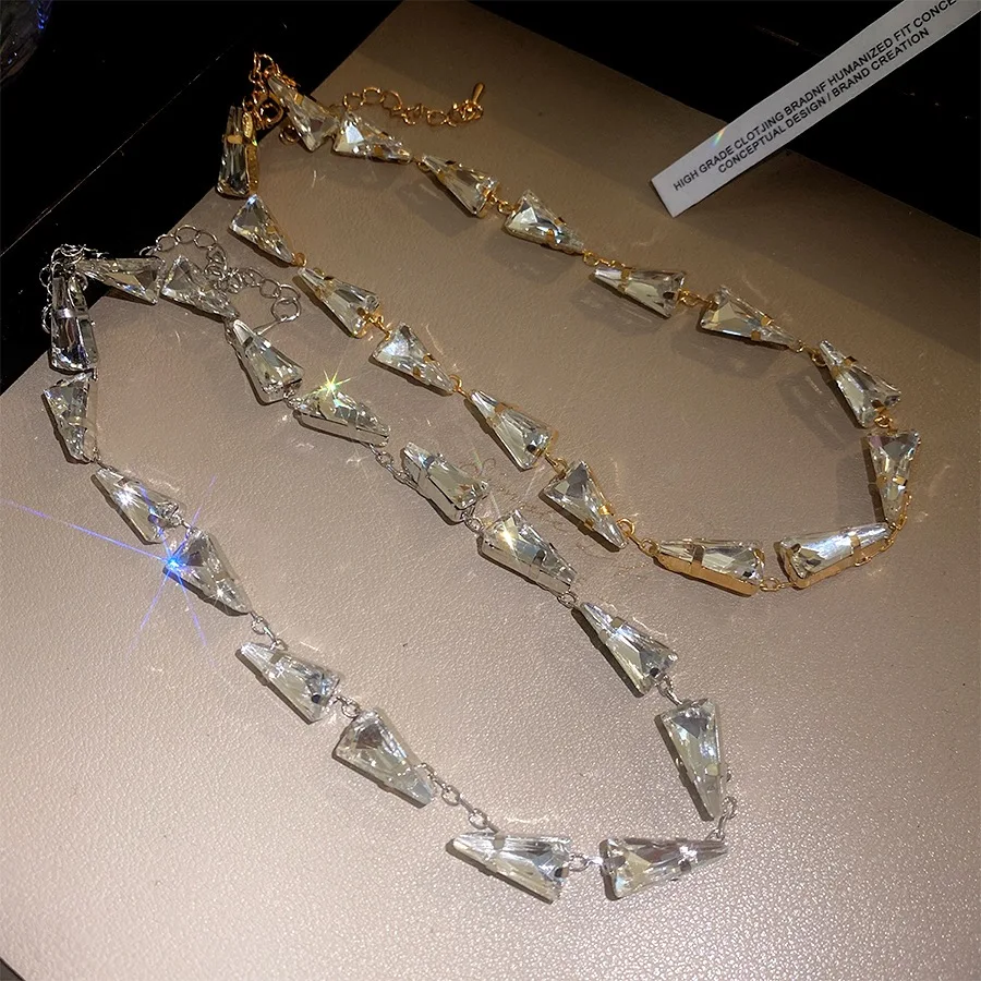 Irregular Crystal Choker Necklace Geometric Rhinestone Collar Minimalist Chic Short Neck Chain Women Party Fashion Jewelry Gift
