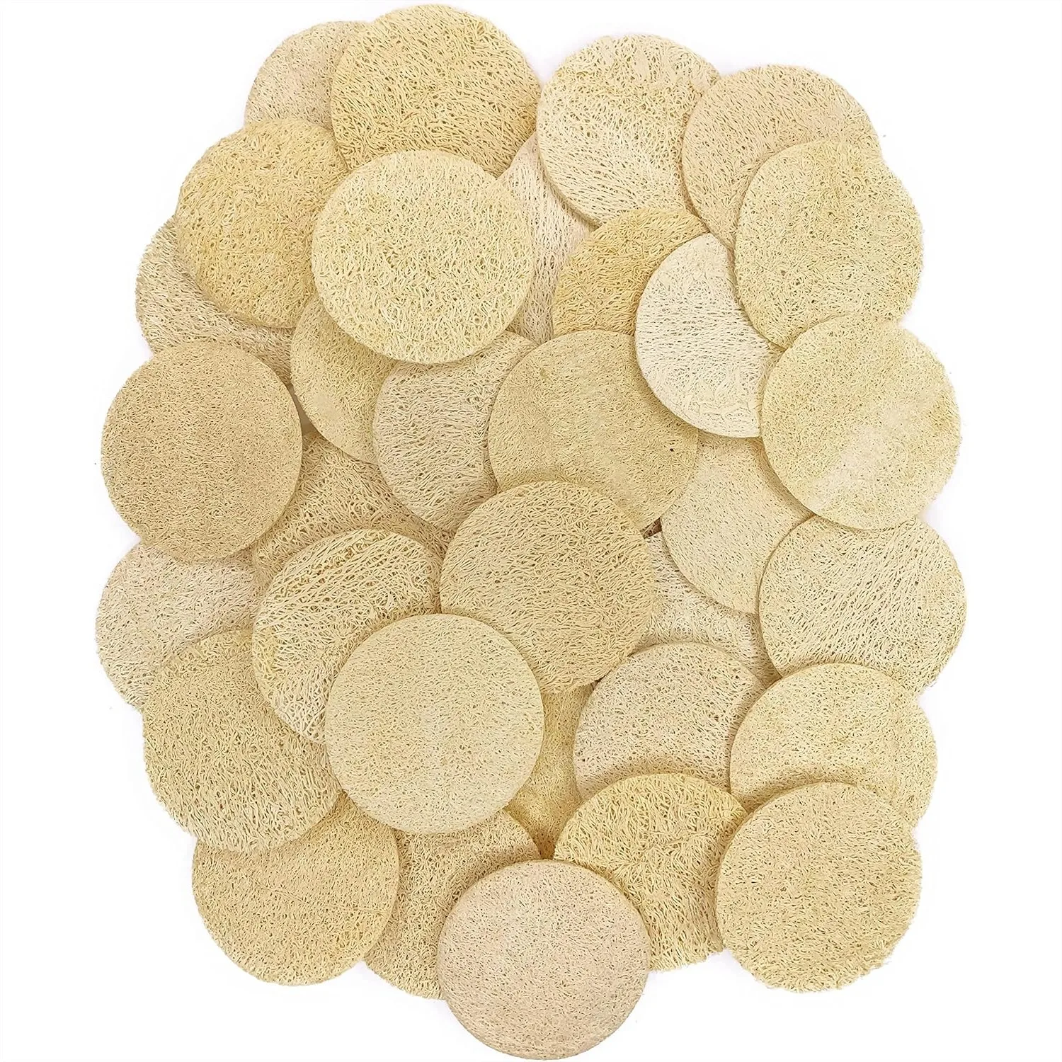 

Natural Exfoliating Face Pad Loofah Sponge 36 Pack - Facial Brush, Makeup Remover, Shower Scrubber for Men & Women
