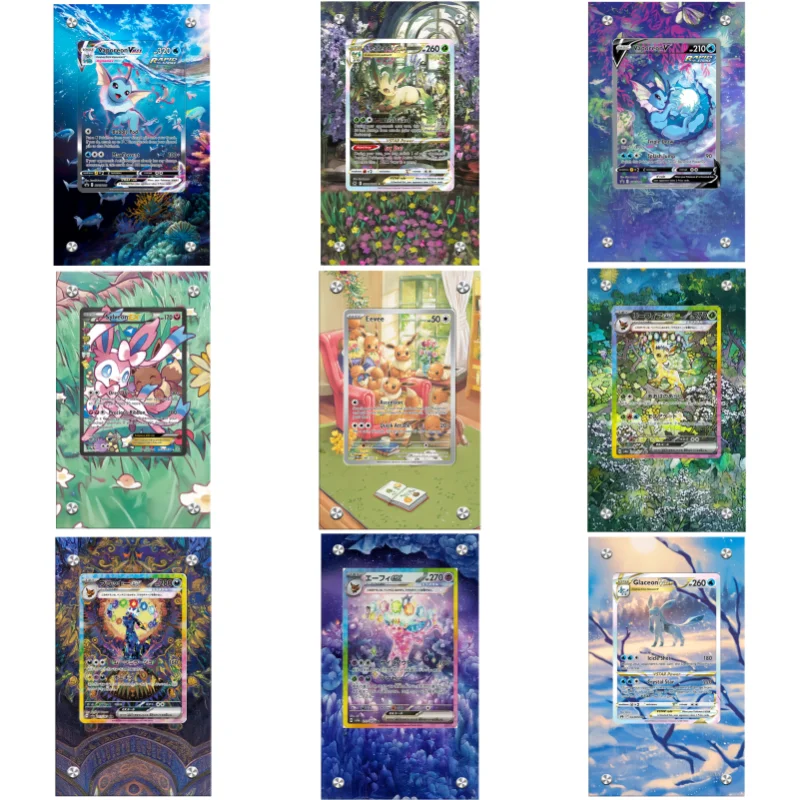 

Pokemon Card Brick PTCG Eevee Sylveon Vaporeon Flareon Sv8a Terastal Festival DIY Toy Anime Game Expand Acrylic Protective Case