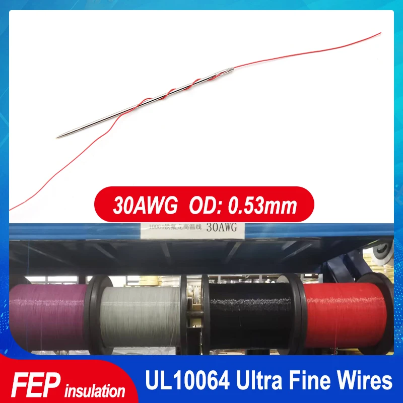 

5~500m 30AWG UL10064 PTFE Wire Ultra Fine Micro Litz Soldering FEP Insulation Tinned Copper Cable