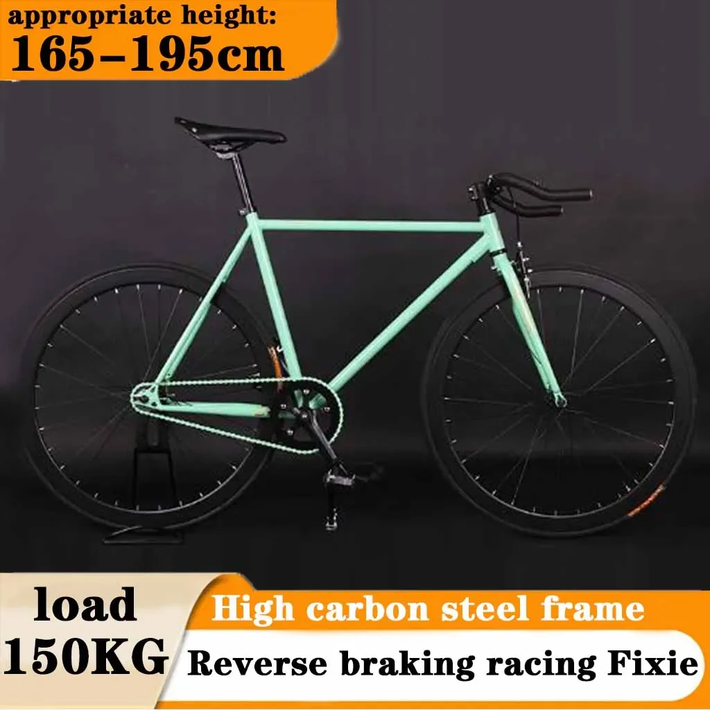 Bicicleta de deriva Fixie, freno inverso, bicicleta de carretera de carreras, ruedas de 40 mm, frenos dobles en V, bicicleta urbana de 52 cm, bicicleta de pista de marcha única