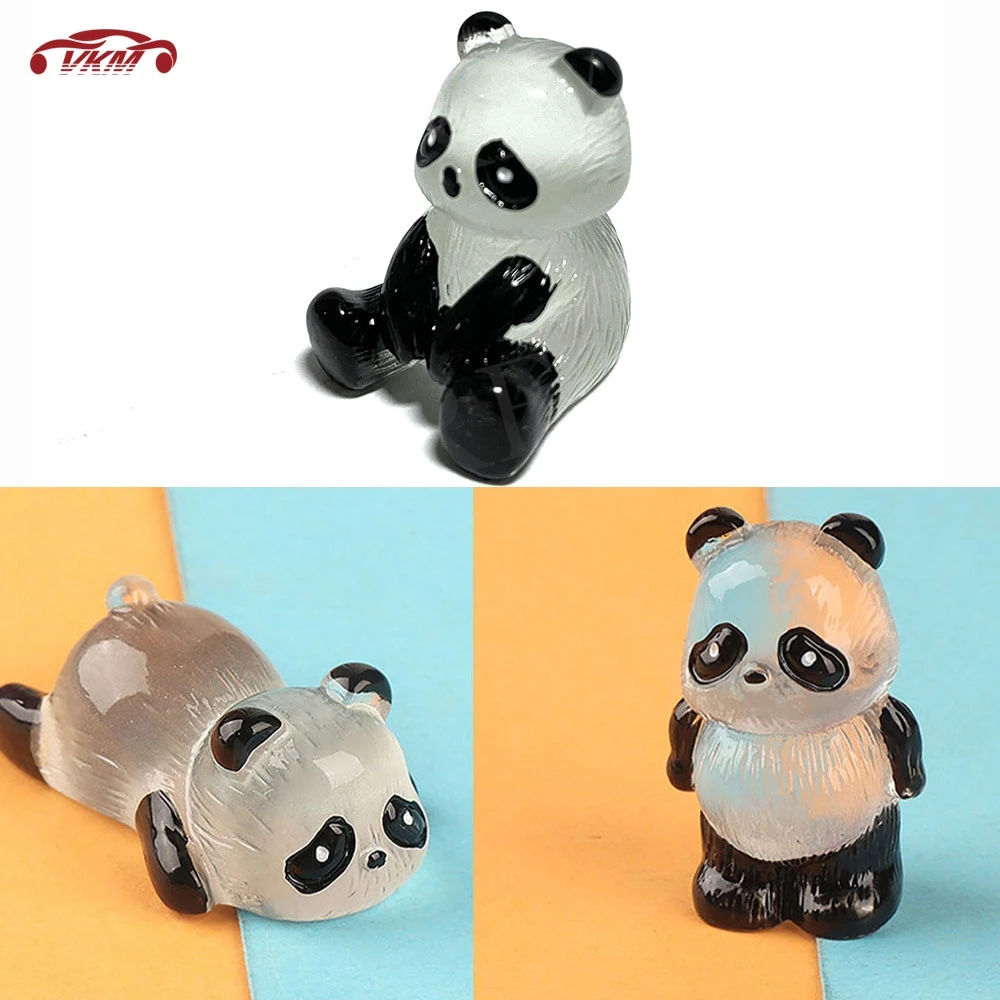 Mini-Panda-Dekoration, niedlicher Harz-Panda, leuchtender Panda, Miniatur-Panda, Nachtlicht, Auto-Ornamente, Spielzeug, Innenverkleidung am Armaturenbrett