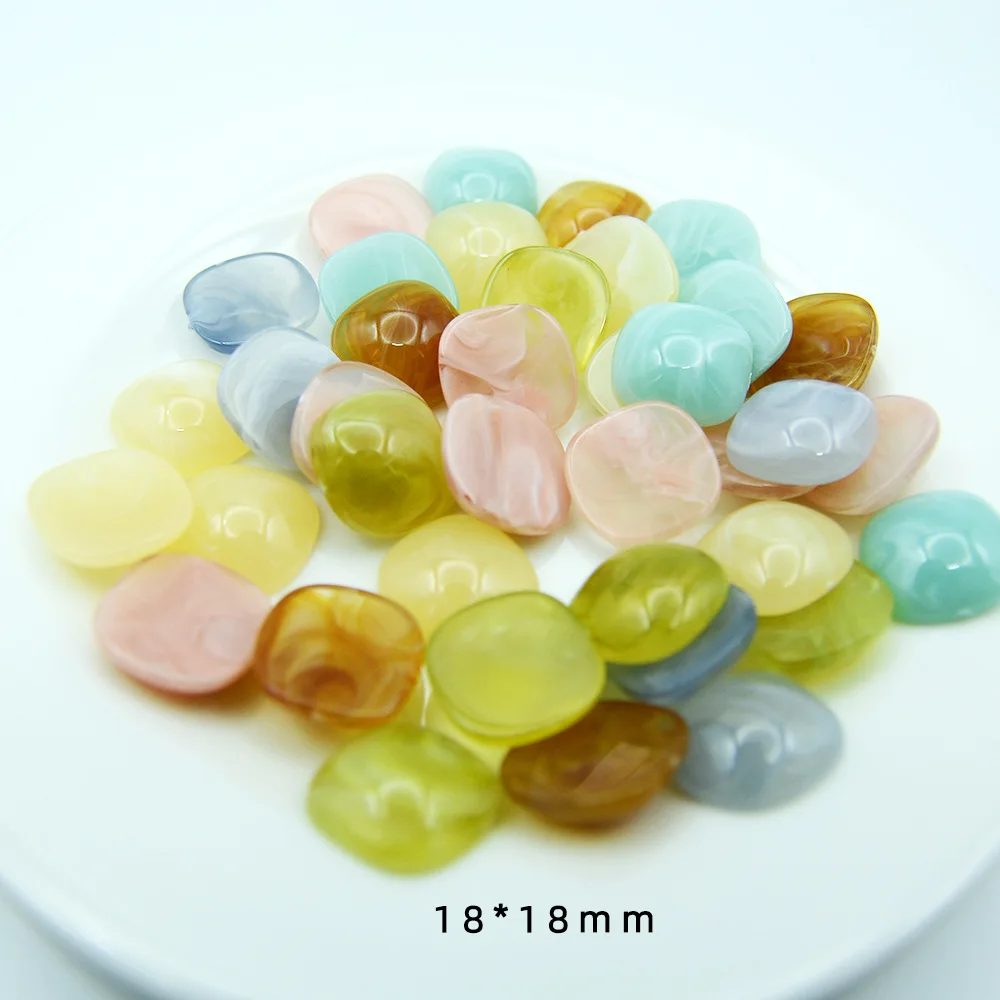 20 PCS 18mm  Square Jelly Colored Flat Bottomed Acrylic Beads  DIY Charm Manufacturing Jewelry, Clothing, Phone Case Accessories