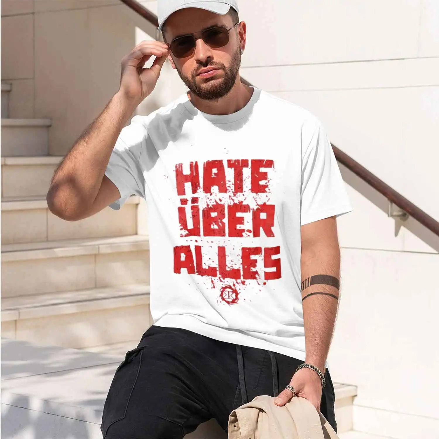 Bold Graph Style Men's T-Shirt Hate Alles Streetwear Design For Casual Wear And Summer Outfits Perfect Gift For Trendy Fashion L